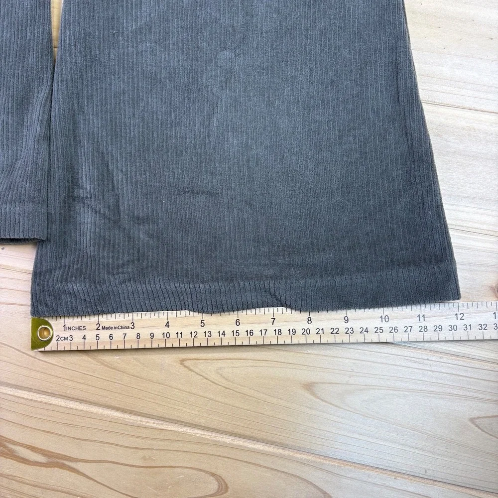 Aerie Corduroy Pants Womens Medium Olive Green Bell Bottom Ribbed Flared Pants - Picture 6 of 7